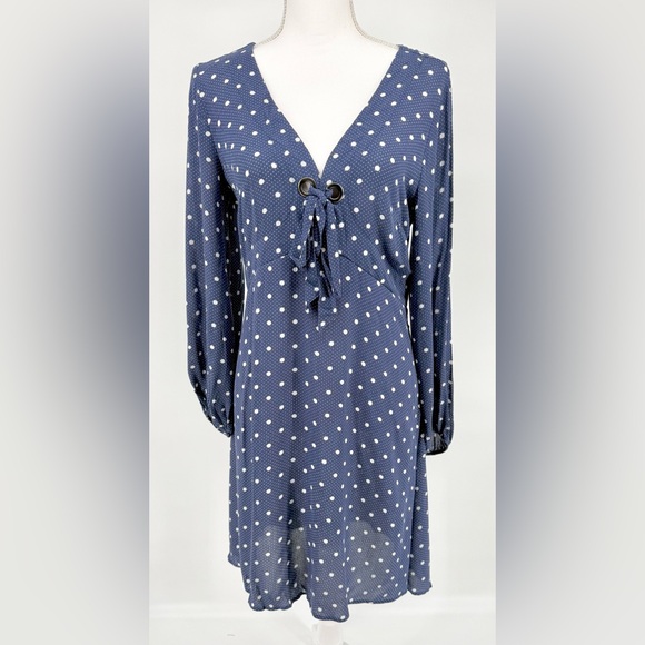 American Eagle Outfitters Navy Polka Dot Dress - Picture 2 of 8